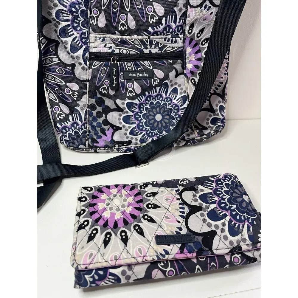 Vera Bradley Mimosa Medallion Hipster Crossbody Bag W Matching Trifold Wallet